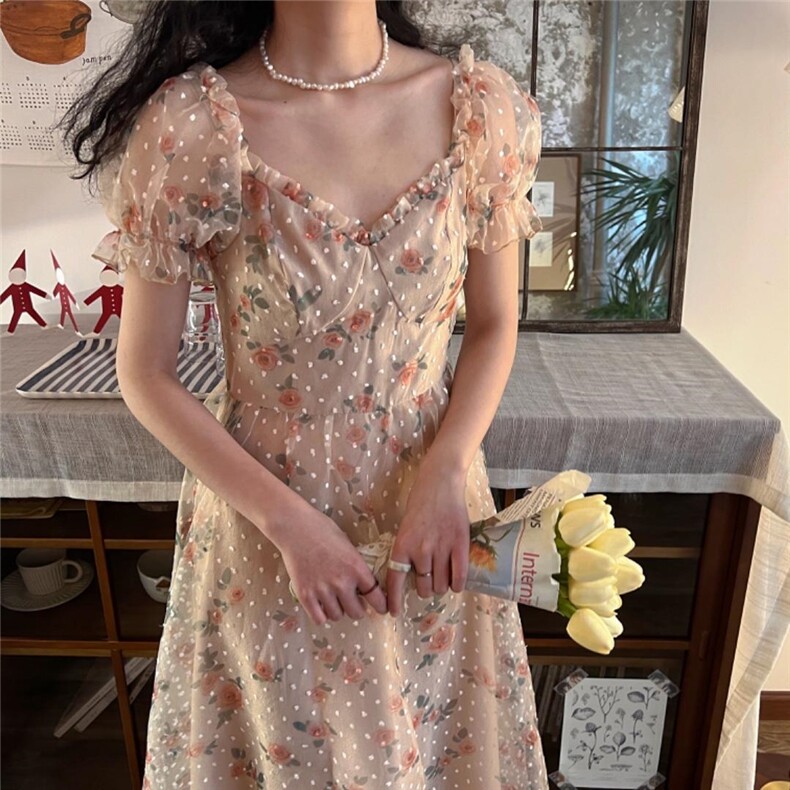 法式桔梗连衣裙，女装连衣裙，Mu Mu