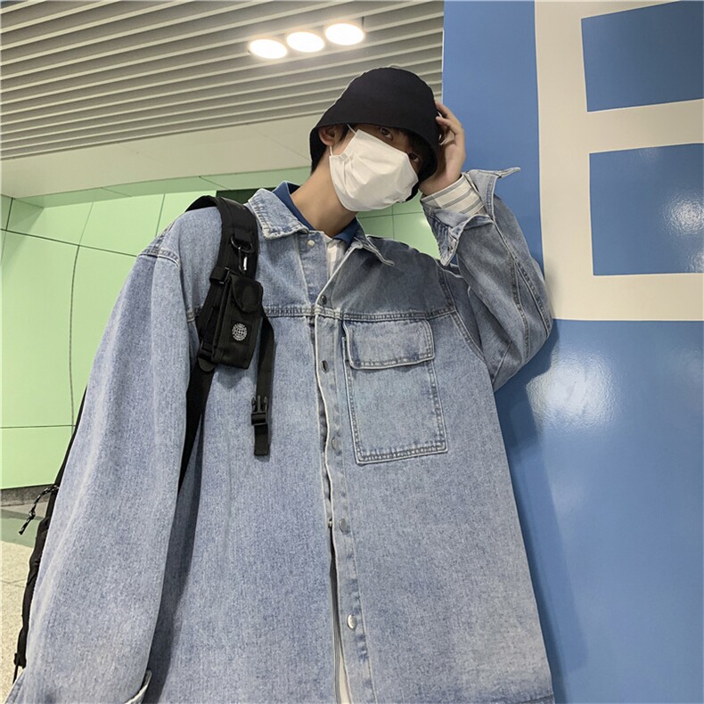 牛仔外套男士春秋夹克韩版潮流宽松帅气新款炸街工装衣JK451-P65图片