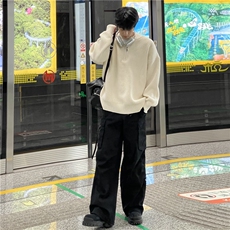 A450-M897-P98控159重磅连帽半拉链针织衫毛衣线衫，男装针织衫/毛衣，电商A450