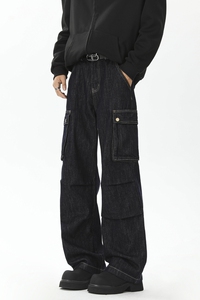 秋冬季百搭直筒牛仔裤男  工装高街长裤子N8233/P55图片