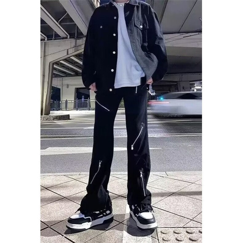W8042-P40高街潮流多拉链直筒牛仔裤,男装牛仔裤,星座1608-2