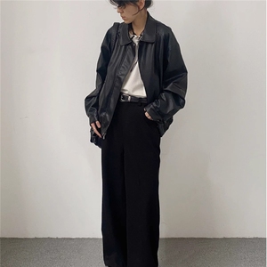 美式撞色格纹双面穿皮衣外套男女秋冬高级感小众炸街百搭夹克潮流图片