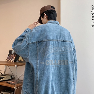 A979-P52 春秋潮牌oversize牛仔外套美式复古休闲宽松翻领夹克男图片