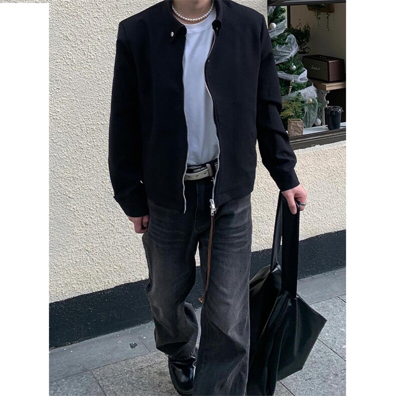 【有货】黑色垫肩短款西装外套男高级感痞帅行政夹克Y160LL-特P60,男装夹克,星座1007（原301D）