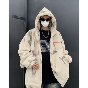 F12-P78 冬季美式潮牌宽松连帽棉袄外套男士加厚保暖羊羔绒棉服图片