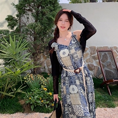 现货度假风长裙配腰带花色1120-P150-K208，女装连衣裙，2C323