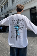 春秋季外景设计感小众长袖T恤男潮青年百搭宽松薄卫衣CX00709/P30，男装T恤，电商B316