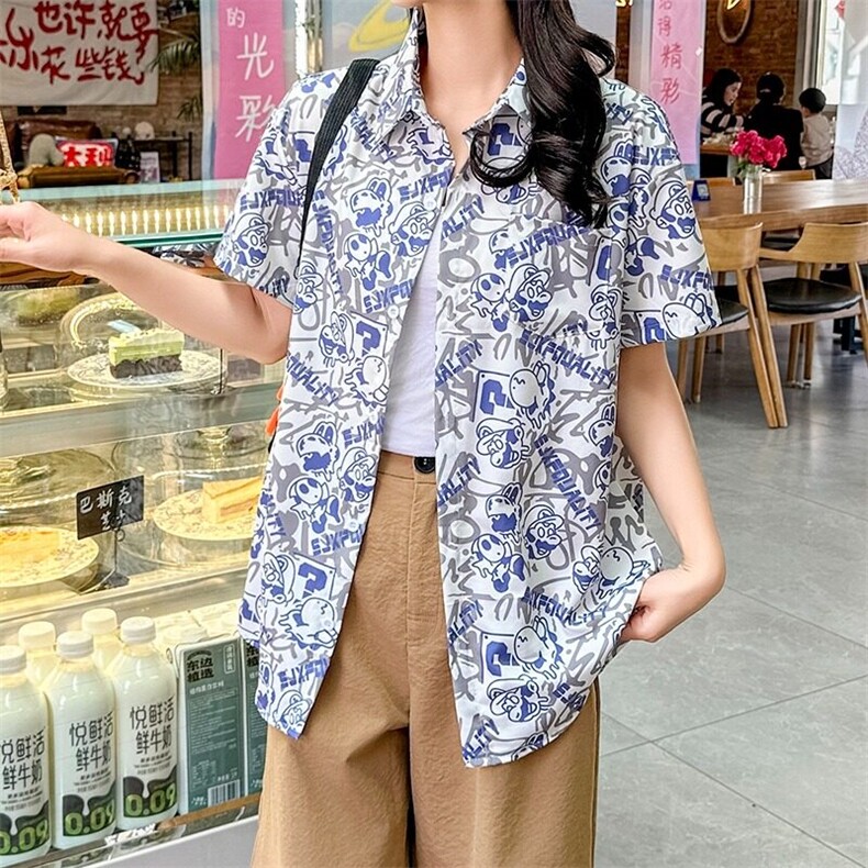 扎染短袖衬衫男女2025夏季宽松ins港风小众潮流沙滩休闲大码上衣,男装衬衫,星座506