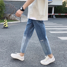 春夏季牛仔裤男韩版潮流宽松直筒渐变老爹潮牌ins港风坠感K07-P50，男装牛仔裤，电商A318