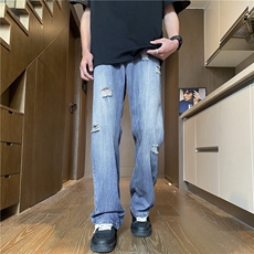 美式高街复古水洗破洞冰丝垂顺透气牛仔裤B315-K24143-p65控78，男装牛仔裤，电商B315