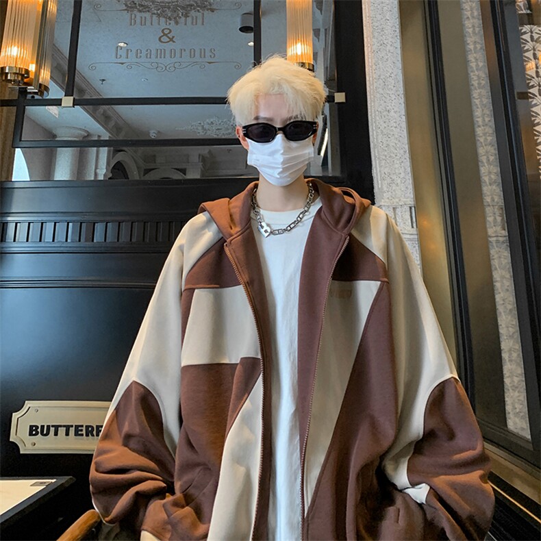 B257-1-M10-P6524秋季新款宽松休闲港风连帽套头拉链衫，男装卫衣，星座B257-1