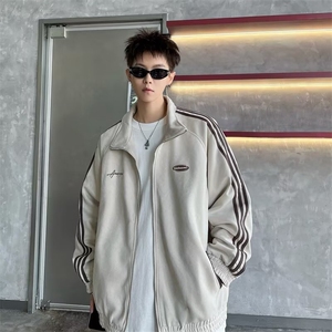 美式vibe运动三条杠夹克男秋季宽松休闲潮牌痞帅开衫外LAR522-P55图片