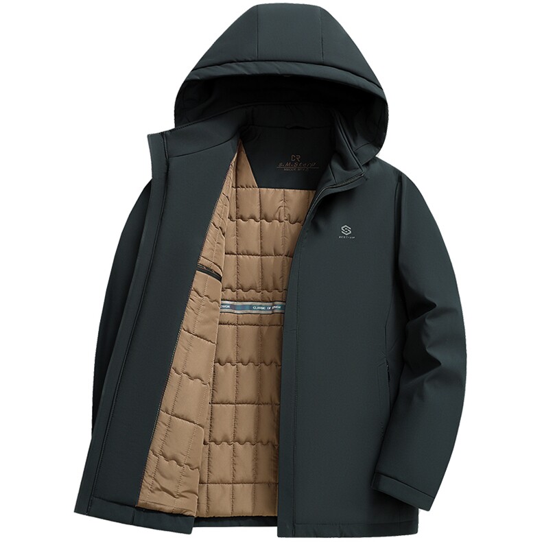 秋冬男加绒棉衣夹克衫中老年装简约保暖休闲爸爸可脱卸帽棉服男装,男装夹克,钱塘6003（原4033）