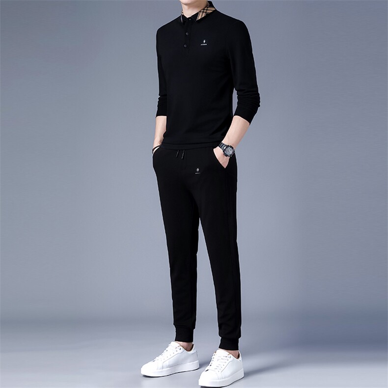 DZF-770钱塘2020-3秋季新款时尚休闲简约翻领中青年男士套装P102,男装休闲套装,钱塘207-3