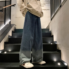 8XL-M特大码复古牛仔裤渐变宽松阔腿裤男加肥加大休闲款K947P45，男装休闲裤，电商D206-1