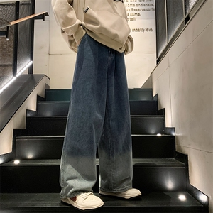 8XL-M特大码复古牛仔裤渐变宽松阔腿裤男加肥加大休闲款K947P45