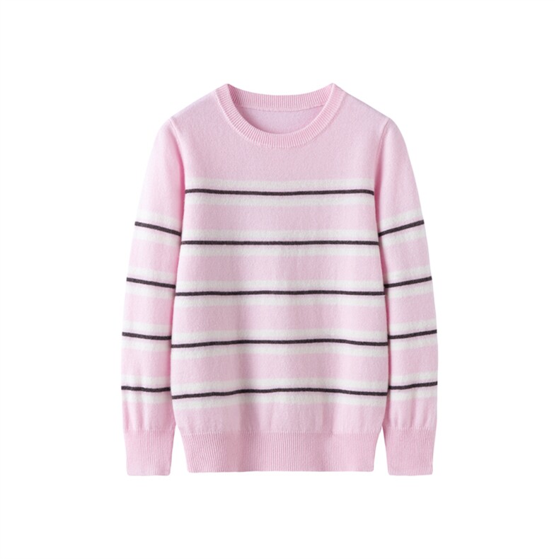 男女通用春秋冬条纹小圆领新款，童装儿童羊绒衫，奥赛羊绒童装