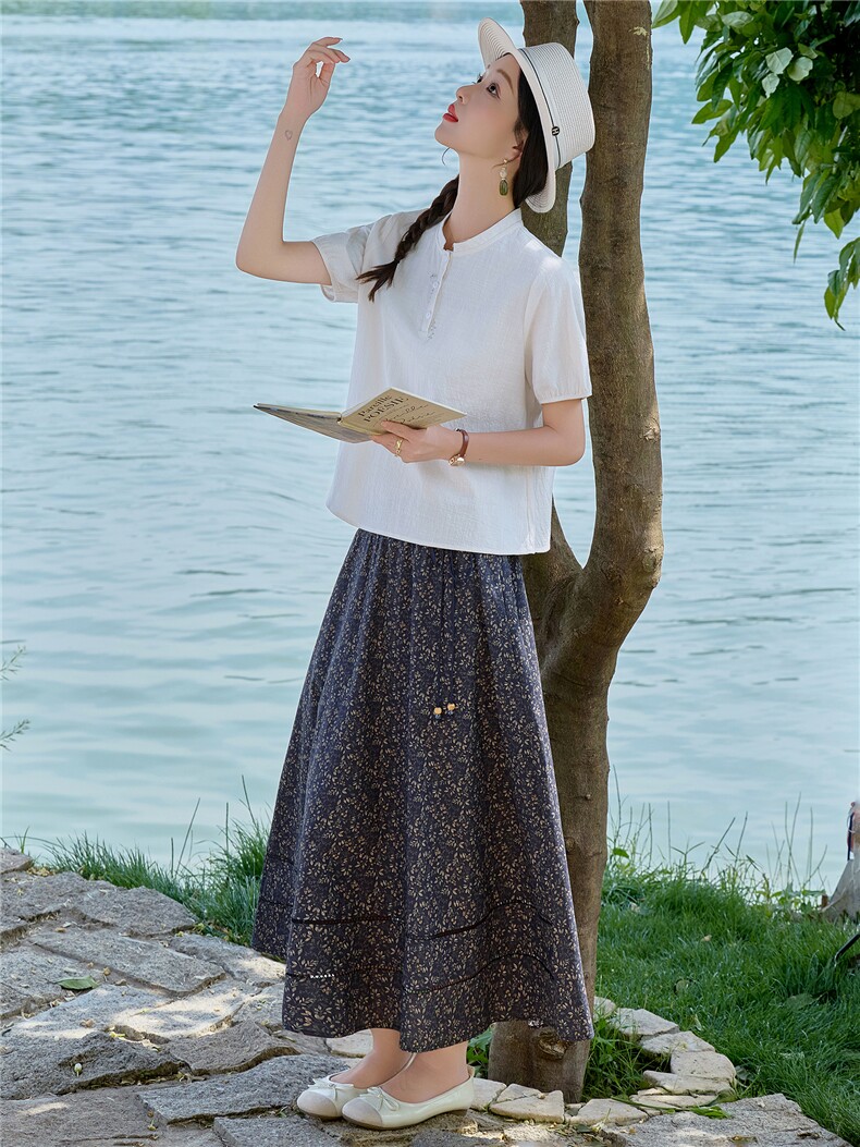 8366时尚刺绣上衣+碎花半身裙（可分开购买）,女装套装/套裙,倪叶myz
