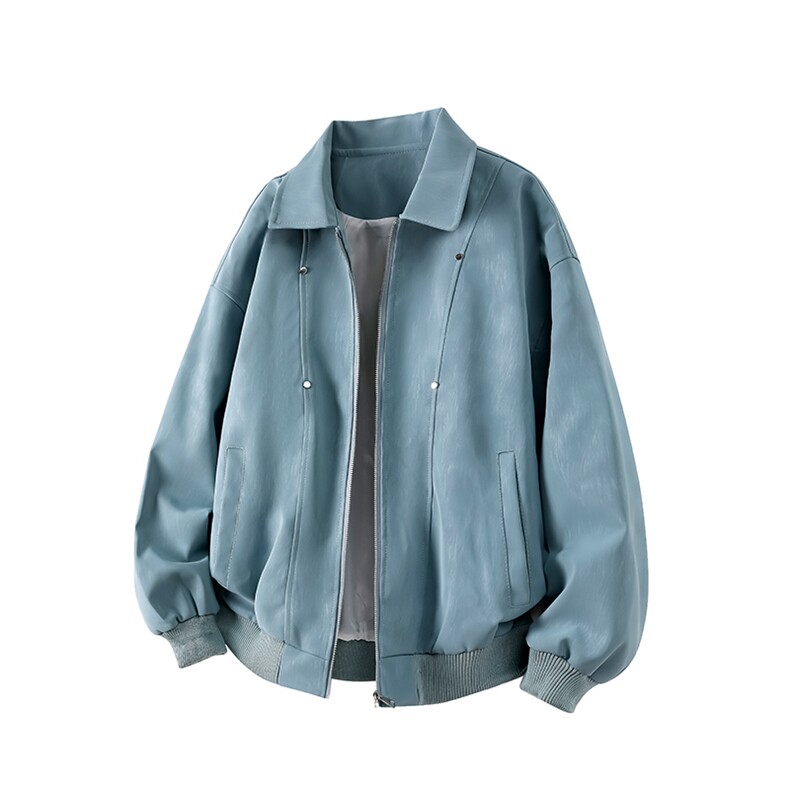 网图美式翻领纹理感PU皮夹克皮衣机车服外套JK508-P70,男装夹克,星座1213