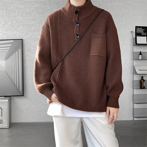 8XL-M 特大码冬季立领毛衣纽扣高级设计感情侣?袖毛衫MY1208P65图片