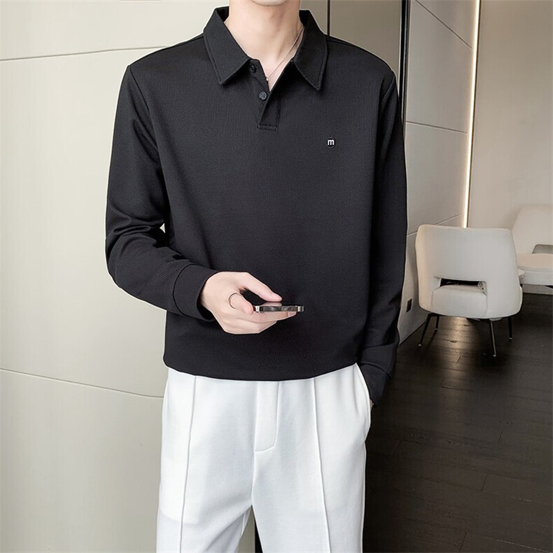 轻熟风宽松阔版华夫格面料男士POLO刺绣上衣PL08/P55特,男装卫衣,电商A243