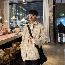 2024春款小香风宽松翻领夹克千鸟格高品质外套男JK01-P85-控118，男装夹克，星座218-5