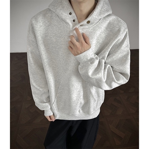 重磅500克双排扣连帽卫衣纯色宽加绒奥粒绒外套上衣 RH5343JR-P57图片