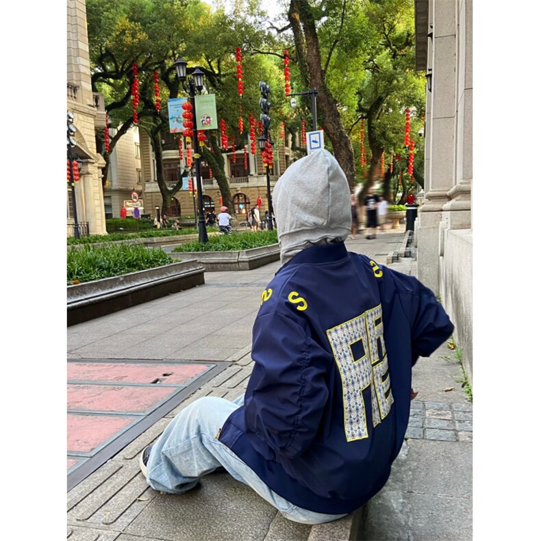 美式街头刺绣字母立领飞行夹克男女小众设计百搭形外套LB9599-P67,男装夹克,星座1008