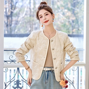 小香风气质新中式刺绣短外套女2026春秋新款百搭圆领西装开衫上衣图片