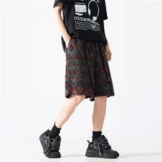 民族风夏季宽松廓形抽绳运动羊毛混纺短裤D557/特P40，男装牛仔裤，星座206（原A221）