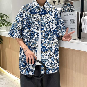 控59花衬衫夏季风印花衬衫短袖风宽松版型CS011-P30图片