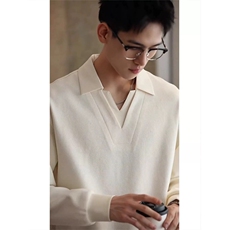 抖音网图原版面料秋季肌理感polo衫卫衣男外套W15P78，男装Polo衫，电商B276A