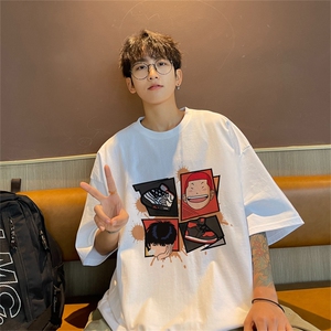 特P19控38 230g重磅纯棉灌篮高手印花港风短袖t恤男DT3134图片