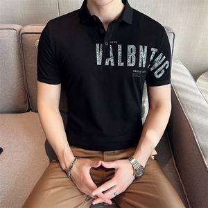 2024夏季新款 英伦风高品质修身刺绣POLO衫冰丝短袖T恤男D238-p48图片