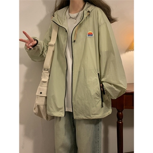 中性风黄灯撞色彩虹硅胶点缀防晒衣女潮牌防晒服男FS77001P65控88图片