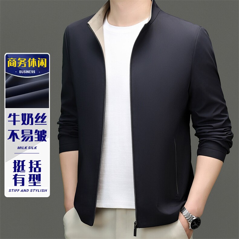 男装夹克ZZL313主推稳定款牛奶丝面料立领锦氨夹克,男装夹克,钱塘207-1