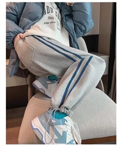 新款侧条纹休闲抽绳高街ins潮显瘦百搭休闲裤图片