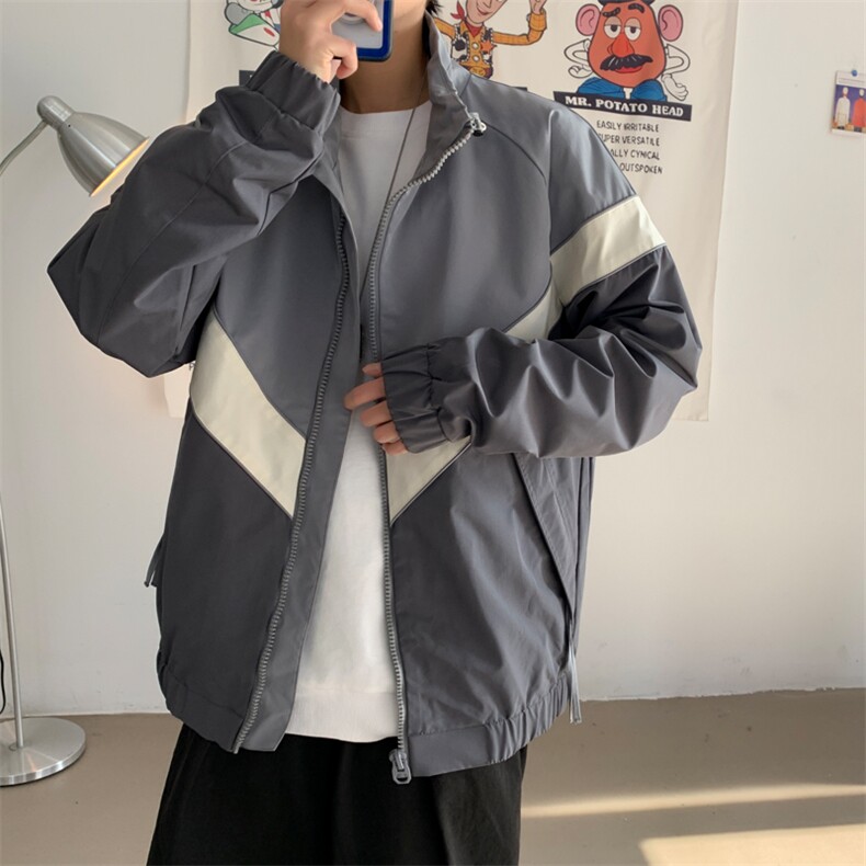 2021春季 男士休闲港风外套男 潮流夹克外套男宽松拼接 9208-P75图片