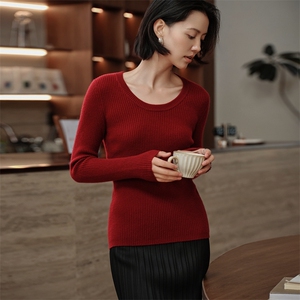 2025秋冬新款女羊绒衫100纯羊绒上衣修身显瘦针织套头衫羊绒套衫图片