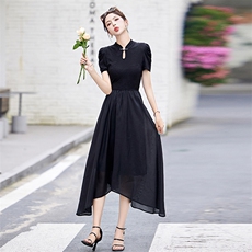 2024年夏季新款新中式旗袍显瘦气质不规则裙摆连衣裙，女装连衣裙，来米儿