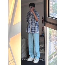 24年春夏季水洗高街vibe直筒宽松阔腿五色牛仔裤NZ2310-P55控78，男装牛仔裤，星座1002-1