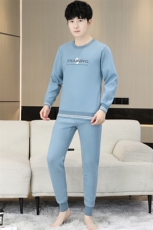 男士秋衣秋裤青少年学生保暖内衣加绒加厚套装TZ1103-P67，男装休闲套装，星座310B-3