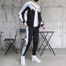 套装男士宽松2021春季新款嘻哈卫衣连帽撞色两件套DS366T，男装卫衣，电商A102