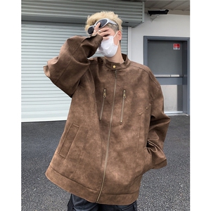 结构设计高级感机车夹克外套男炸街垫肩皮衣柳丁款男皮衣JK8541