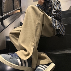 冬季新品加厚毛呢拉链开衩休闲裤大码M~5XLXZ604-KG70-P50控68，男装休闲裤，星座604