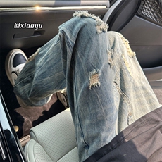 XZ616夏季新款破洞牛仔裤休闲九分裤TY2489P65控78，男装牛仔裤，星座512A（原616）