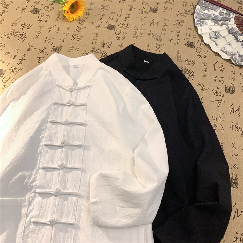 现货主推风春秋新款棉麻复古盘口长袖衬衫中式唐装CS03-P55图片