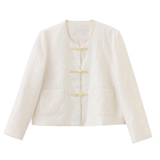 2026年春季新中式提花盘扣设计感时尚潮流气质外套，女装短外套，罗腾