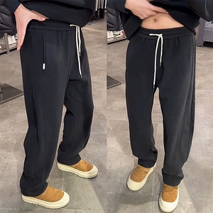 1506-1/KH1681/P44高级感弯刀直筒休闲裤男士秋冬季简约宽松男女图片