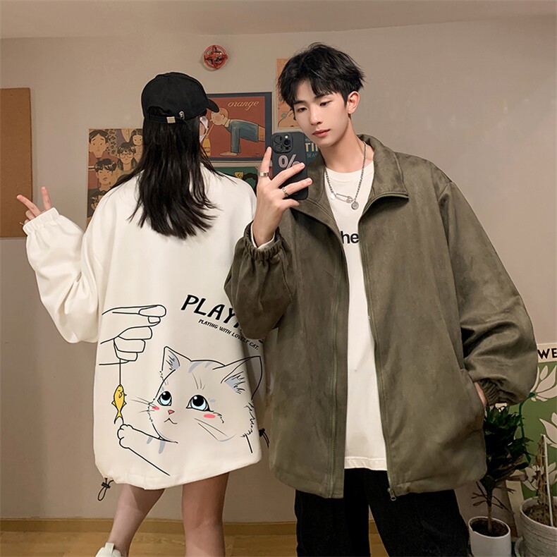 麂皮绒夹克男大码立领褂子外套JK85129-P68加绒款-P78,男装夹克,电商A040